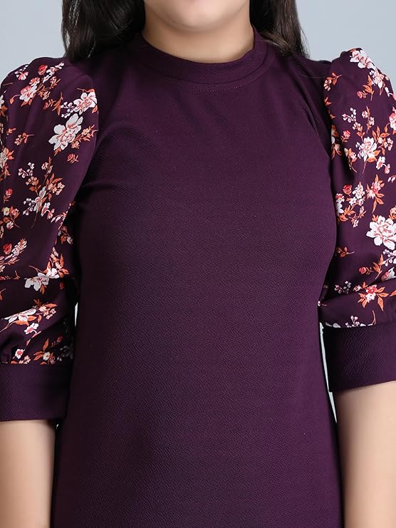 KUDUZO Girls Midi Knee Length Party Dress | Festive Party Dress for Girls| Knee Length Bodycon Dress | Fashion Sleeve Fancy Dress for Birthday Girl - Image 3